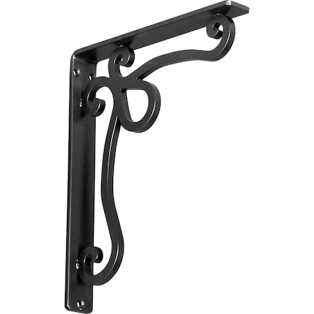 Ekena Millwork Orleans Wrought Iron Bracket, (Single center brace), Powder Coated Black 1 1/2"W x 10"D x 12"H BKTM01X10X12SOL